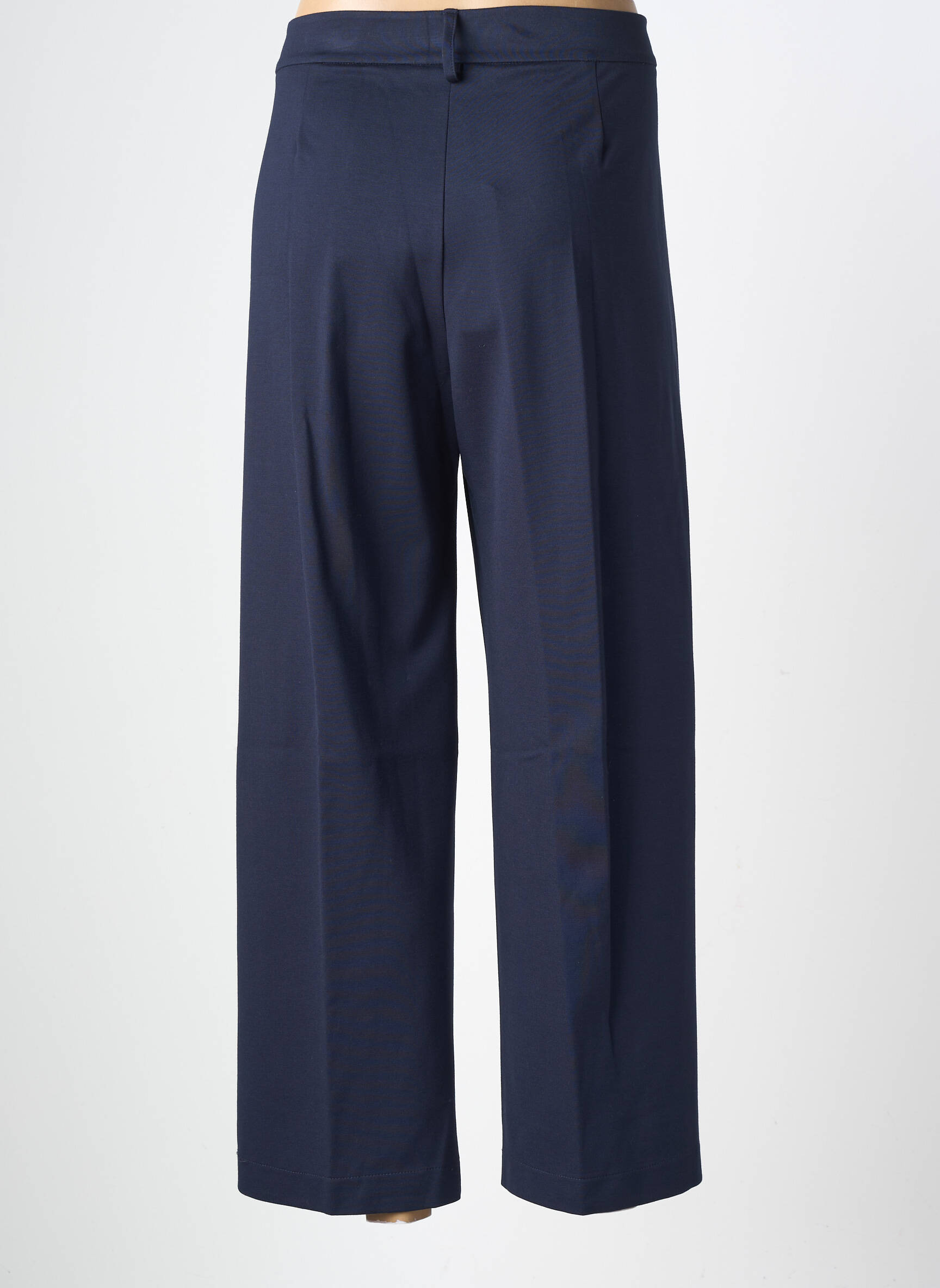 Pantalon large fermeture zippée sous rabat boutonné taille haute bleu MARIA BELLENTANI femme