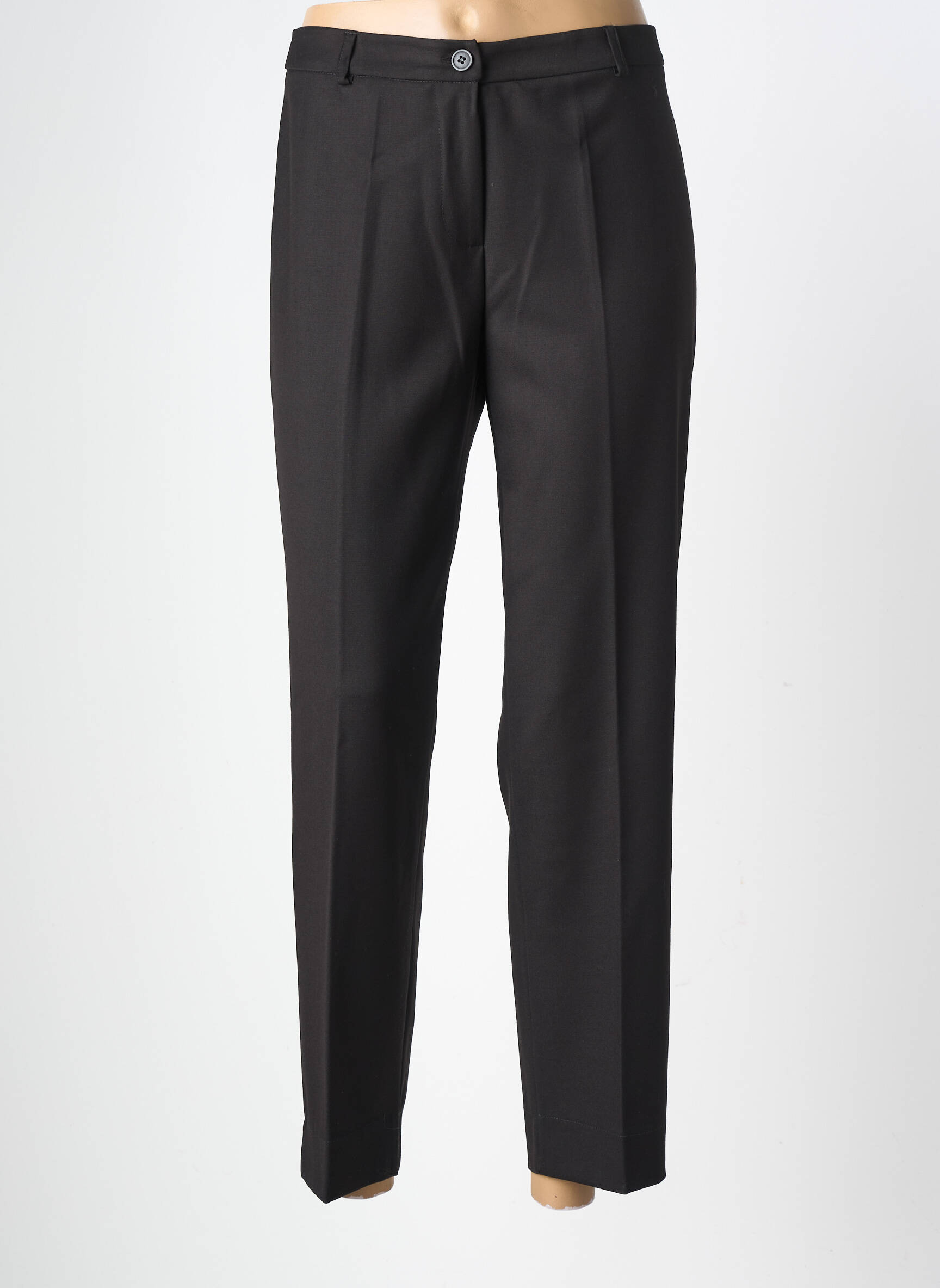 Pantalon droit tissage crêpe taille normale noir MARIA BELLENTANI femme