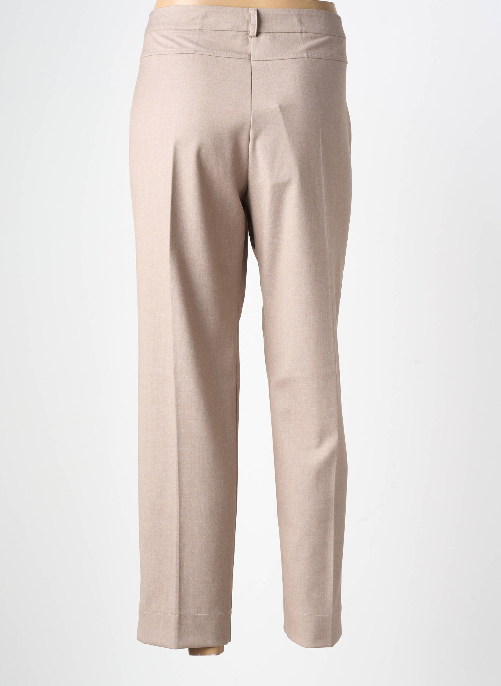 Pantalon droit fermeture zippée sous rabat boutonné taille normale marron MARIA BELLENTANI femme