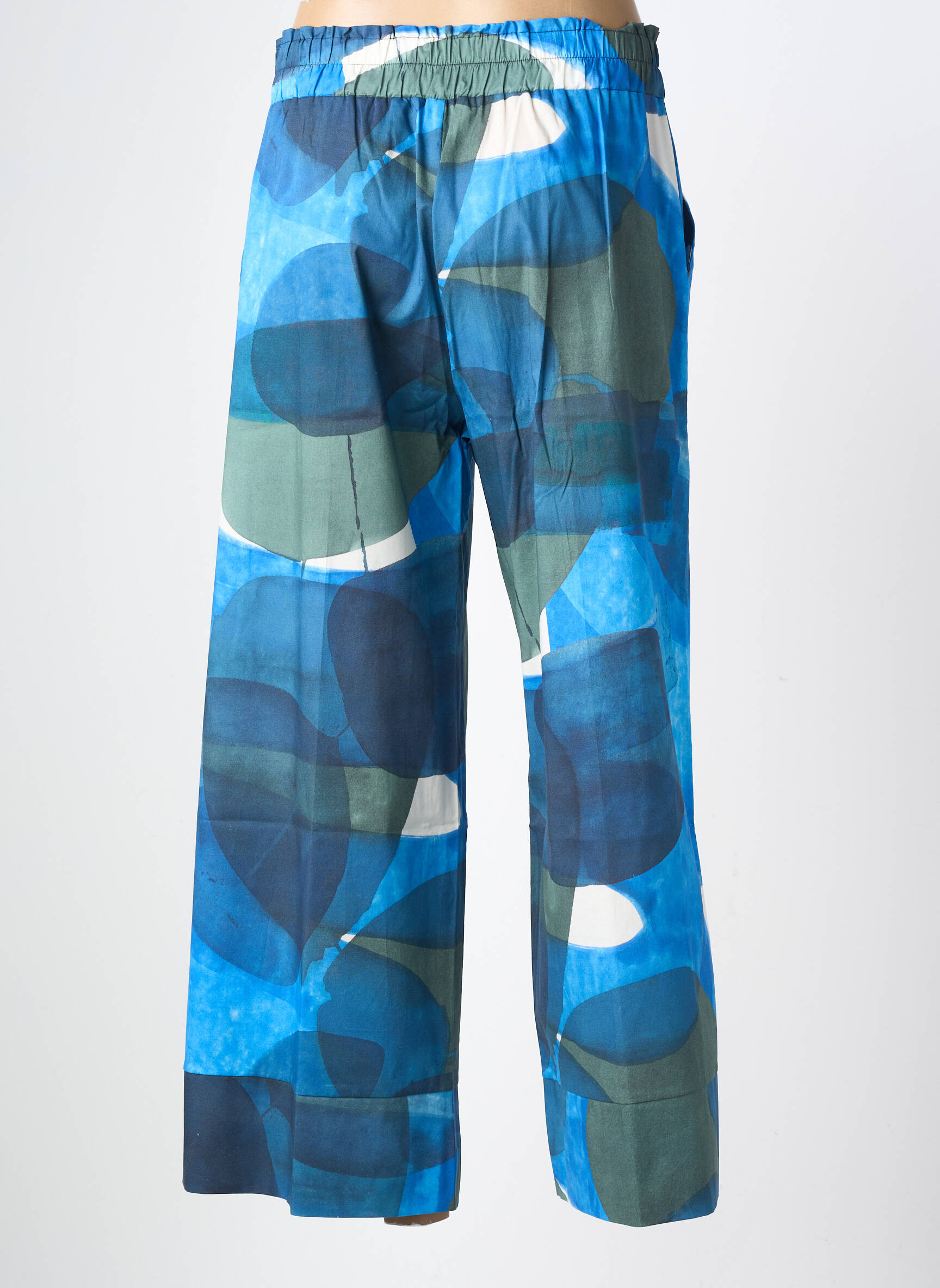Pantalon large tissage popeline bleu MARIA BELLENTANI femme