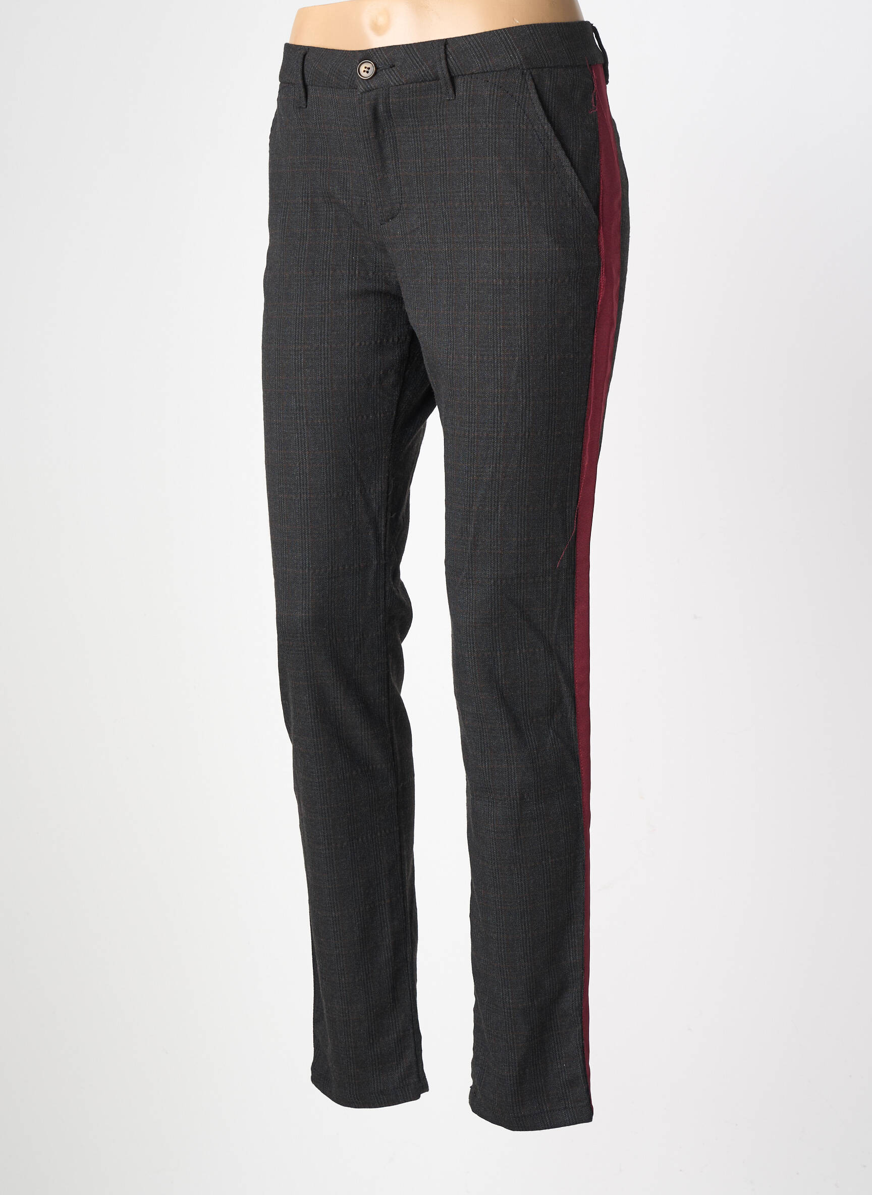 Pantalon chino stretch taille normale gris REIKO femme