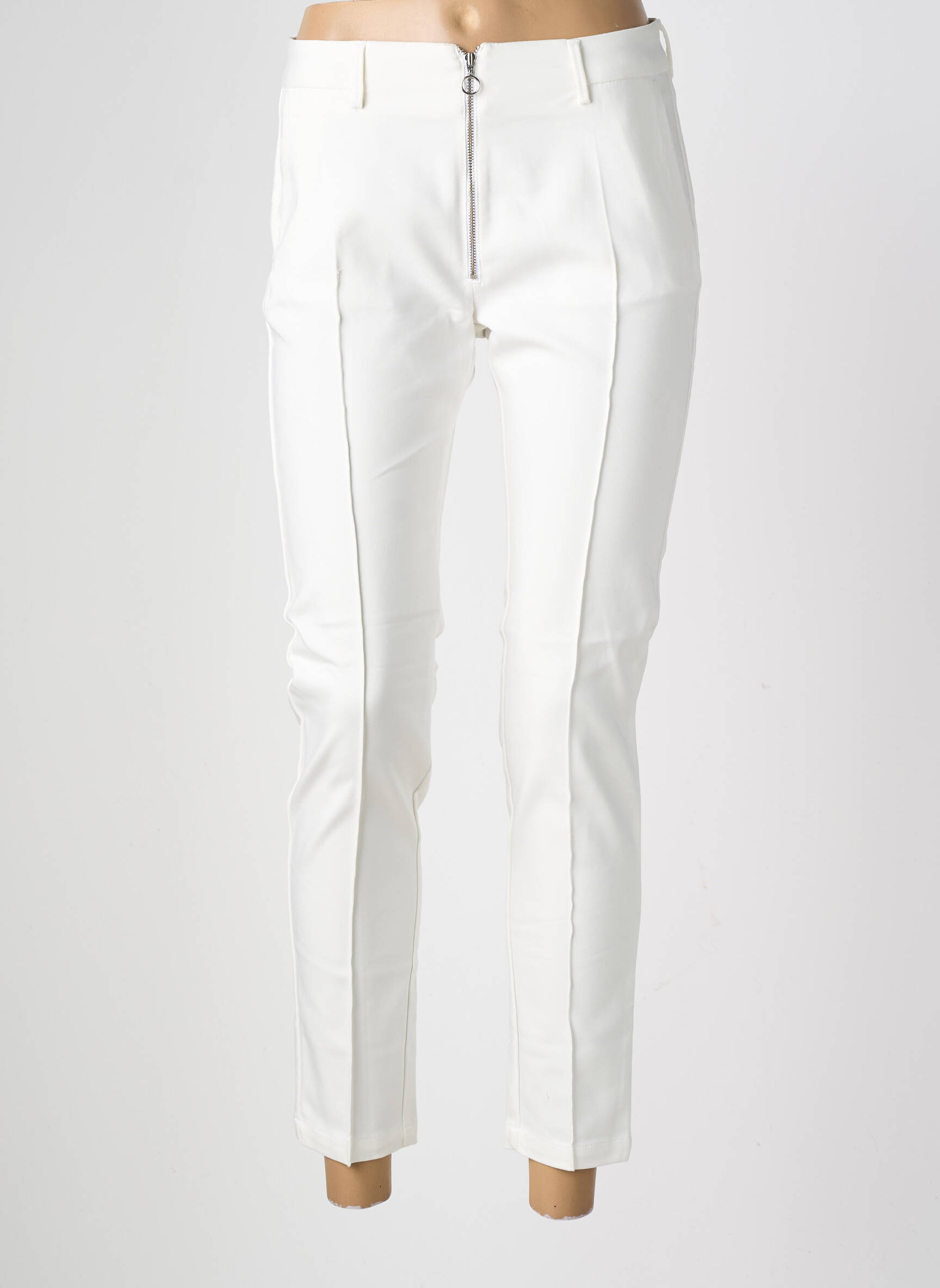 Pantalon 7/8 stretch taille normale blanc REIKO femme