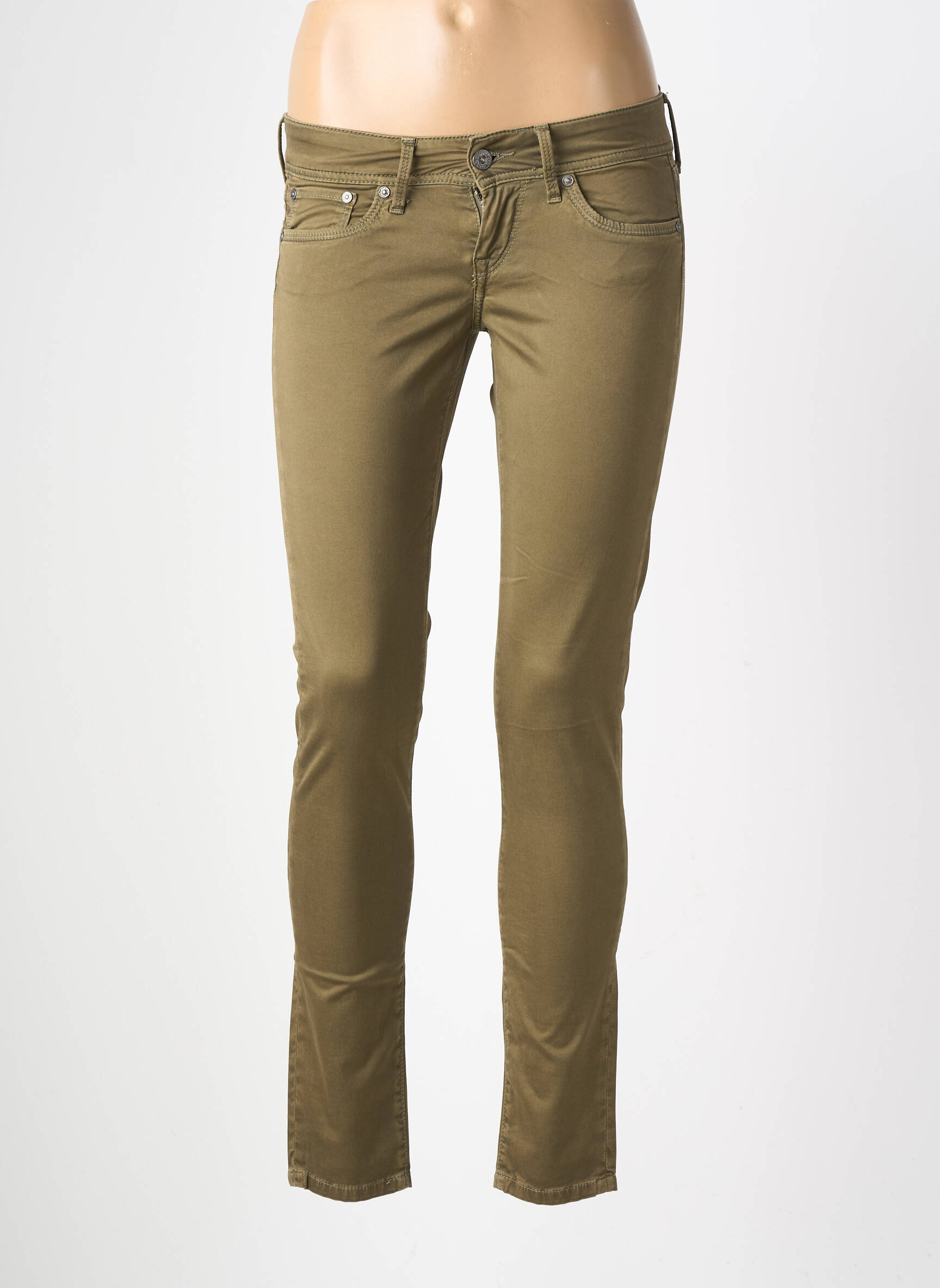 Pantalon slim tissage popeline taille normale vert PEPE JEANS femme