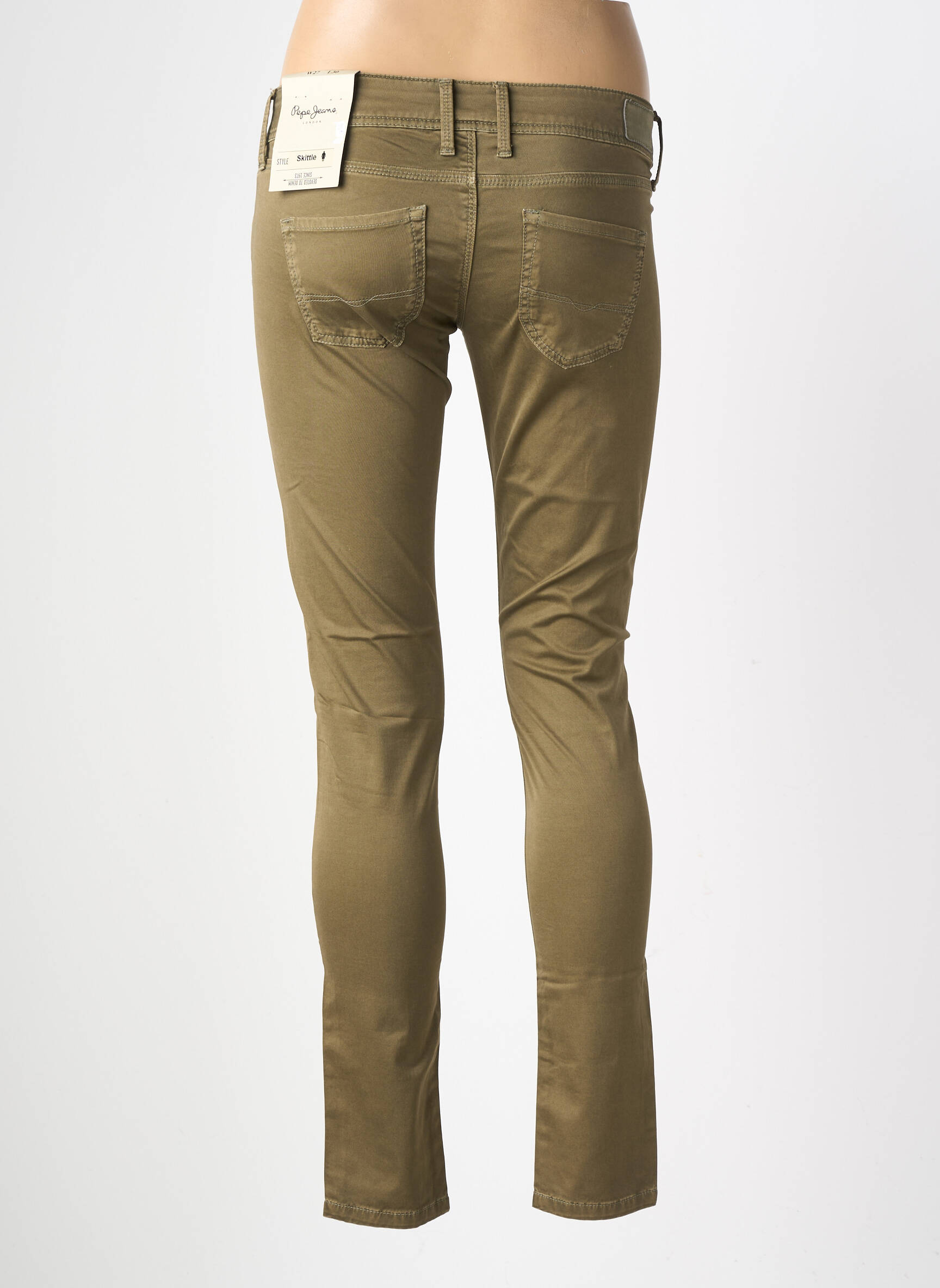 Pantalon slim tissage popeline taille normale vert PEPE JEANS femme