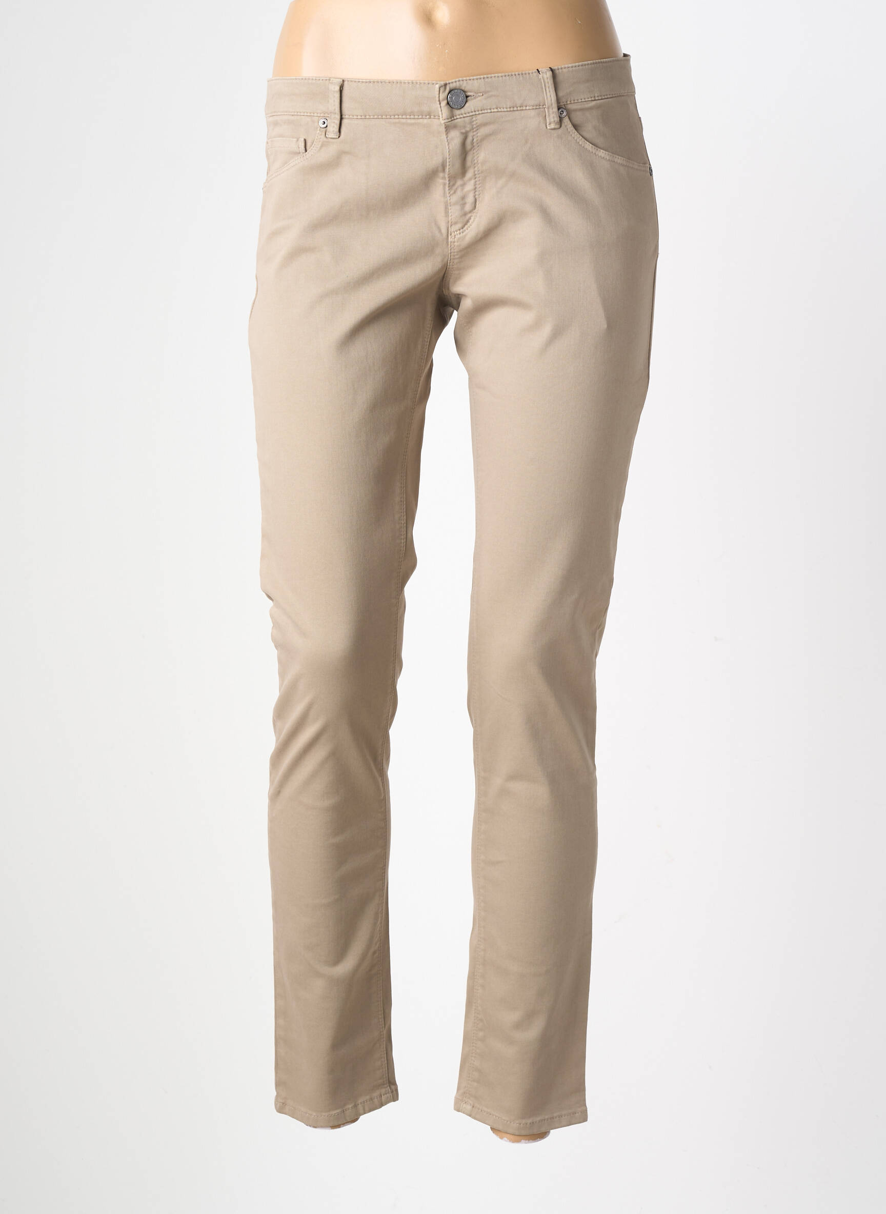 Pantalon slim tissage popeline taille normale marron ROSNER femme