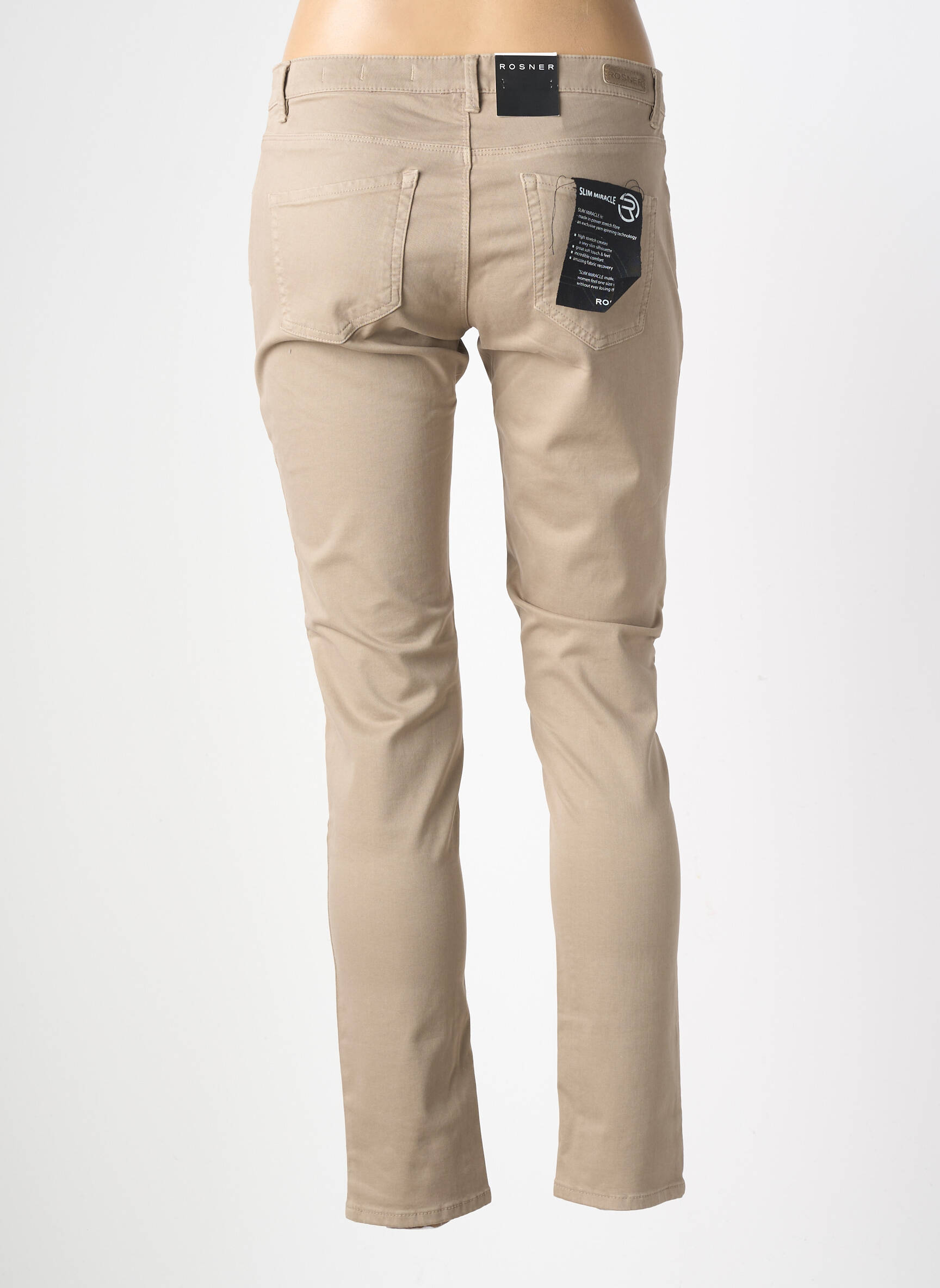 Pantalon slim tissage popeline taille normale marron ROSNER femme