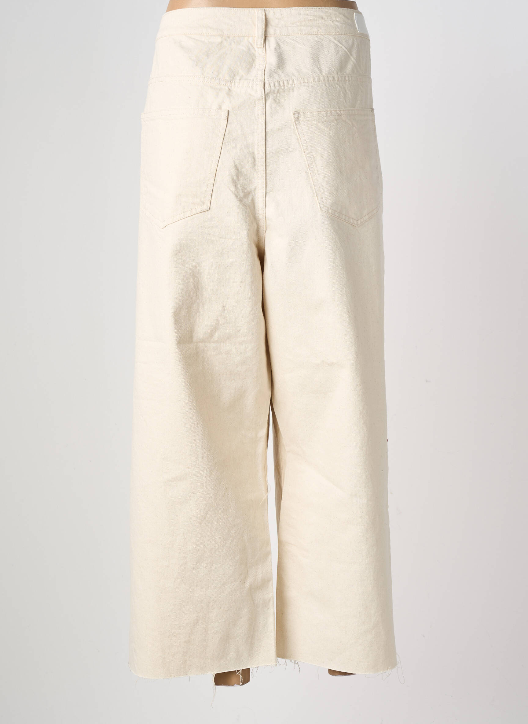 Pantalon large fermeture zippée sous rabat boutonné taille normale beige VERO MODA femme