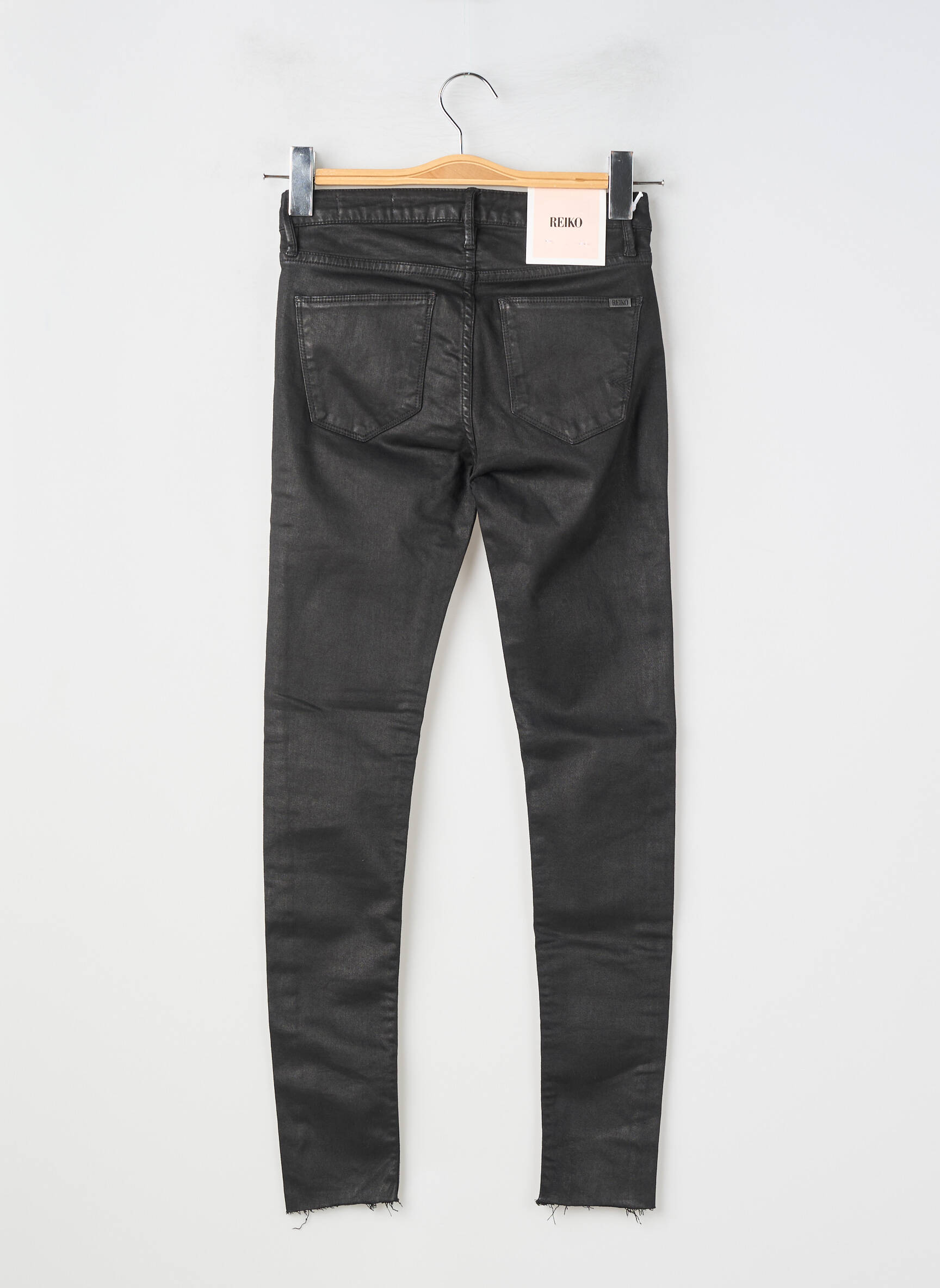 Pantalon slim tissage enduit taille normale noir REIKO femme
