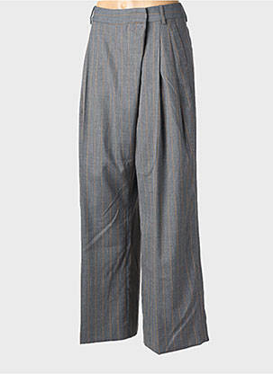 Pantalon large fermeture zippée sous rabat avec crochet taille normale gris GANNI femme