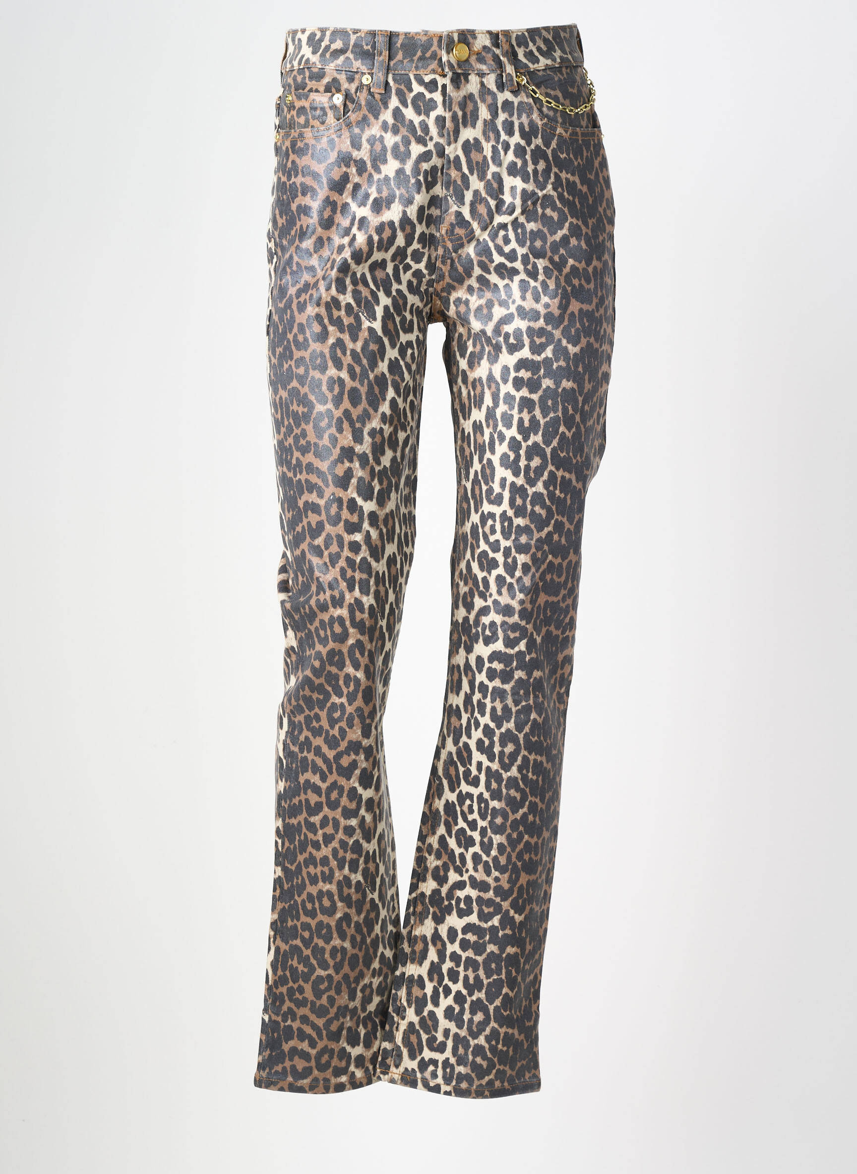 Pantalon droit stretch taille normale marron GANNI femme