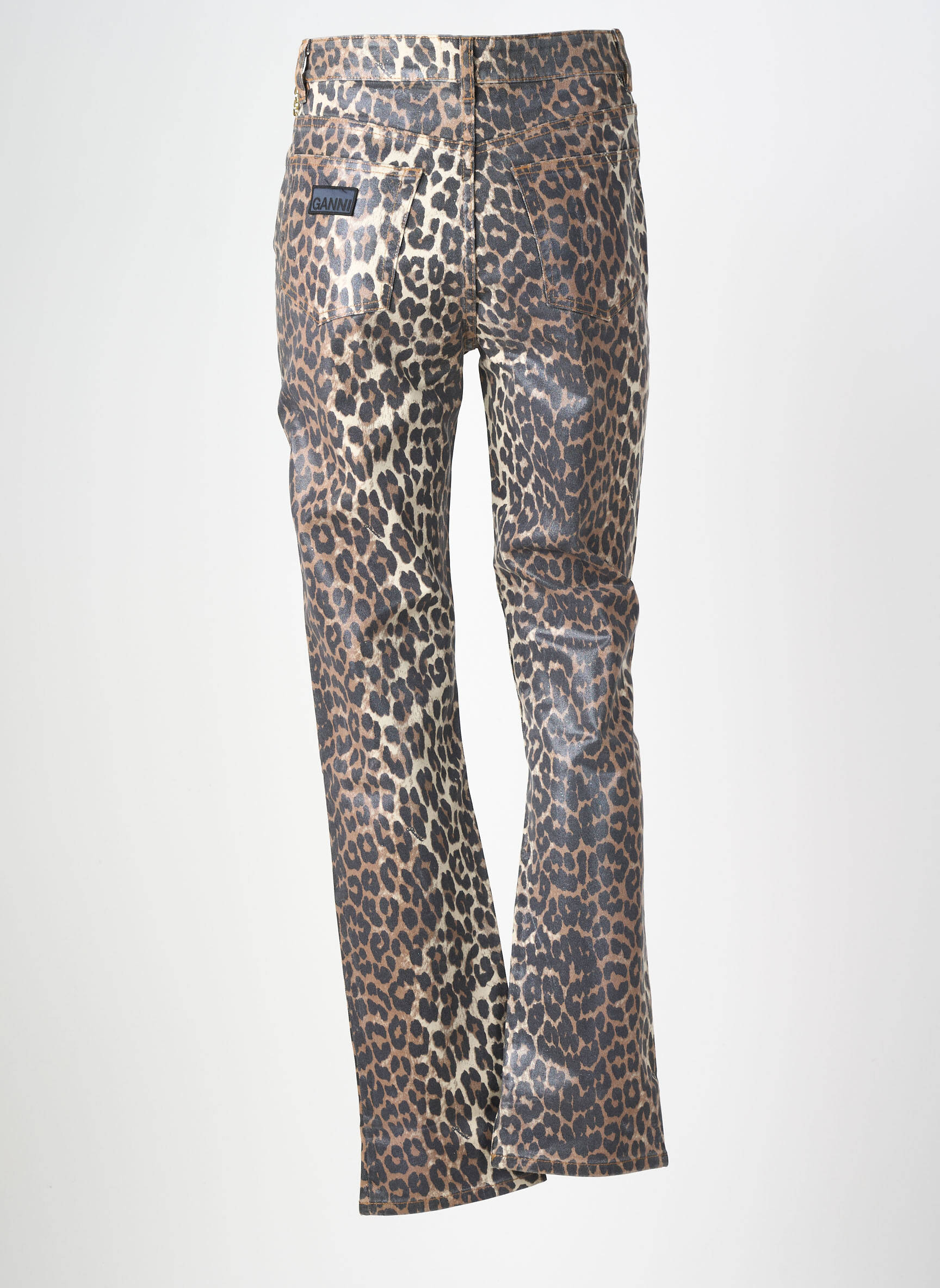 Pantalon droit stretch taille normale marron GANNI femme