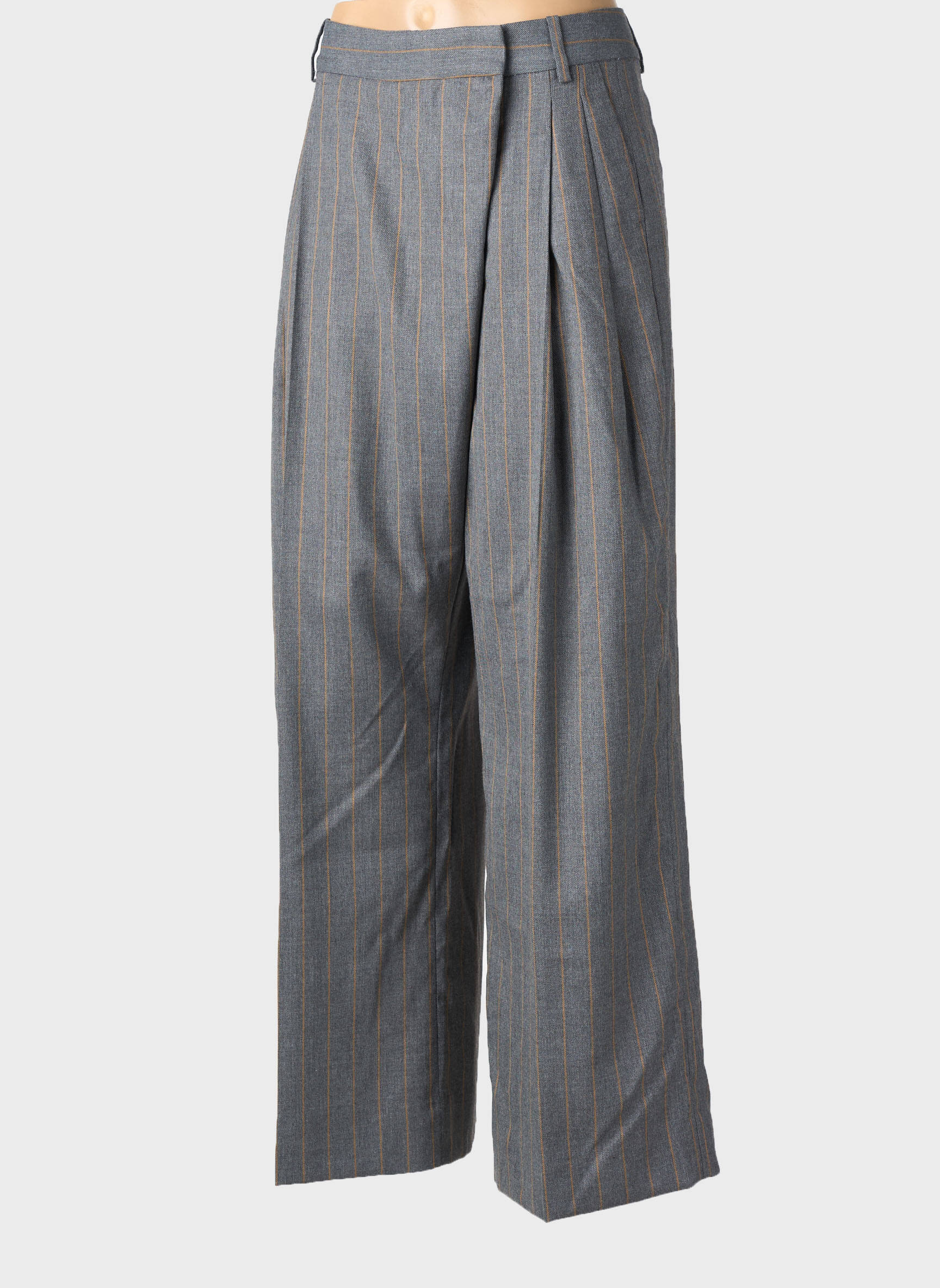 Pantalon large fermeture zippée sous rabat avec crochet taille normale gris GANNI femme