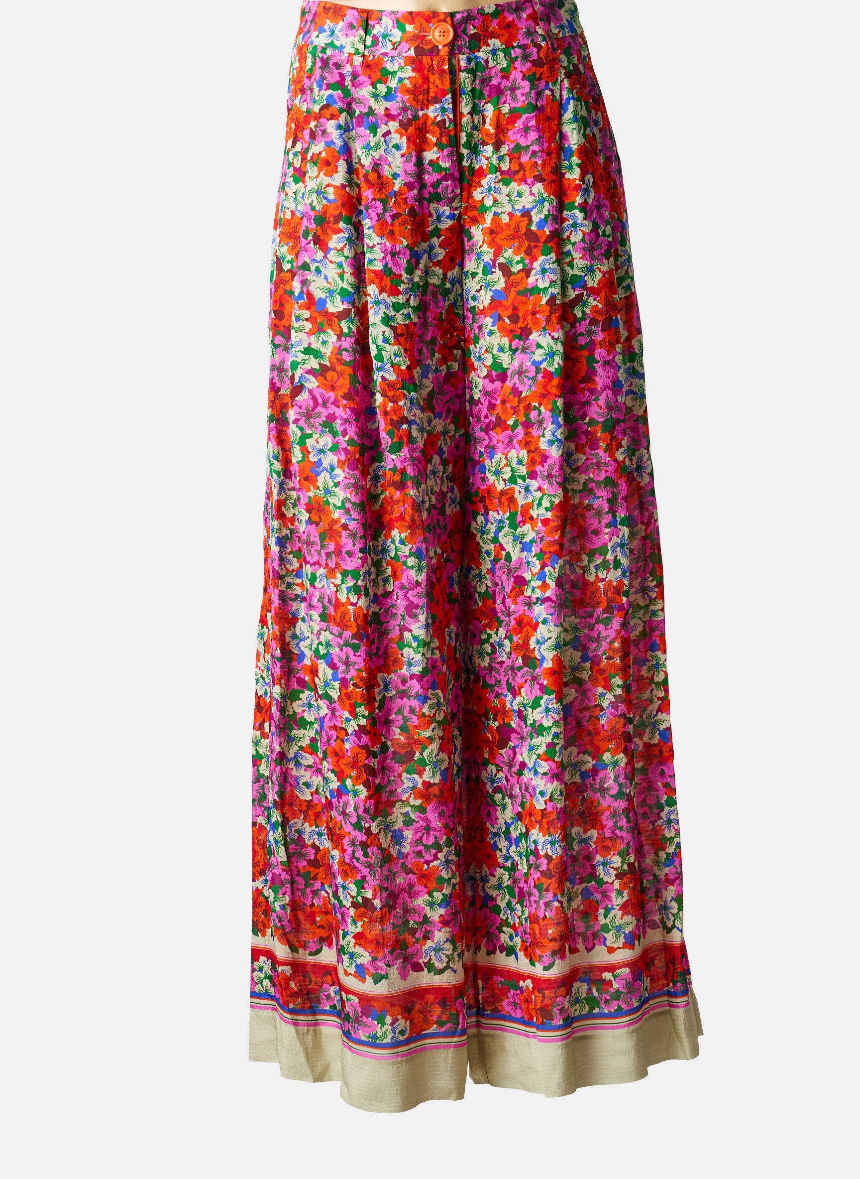 Pantalon large fermeture zippée sous rabat boutonné taille haute rose ESSENTIEL ANTWERP femme