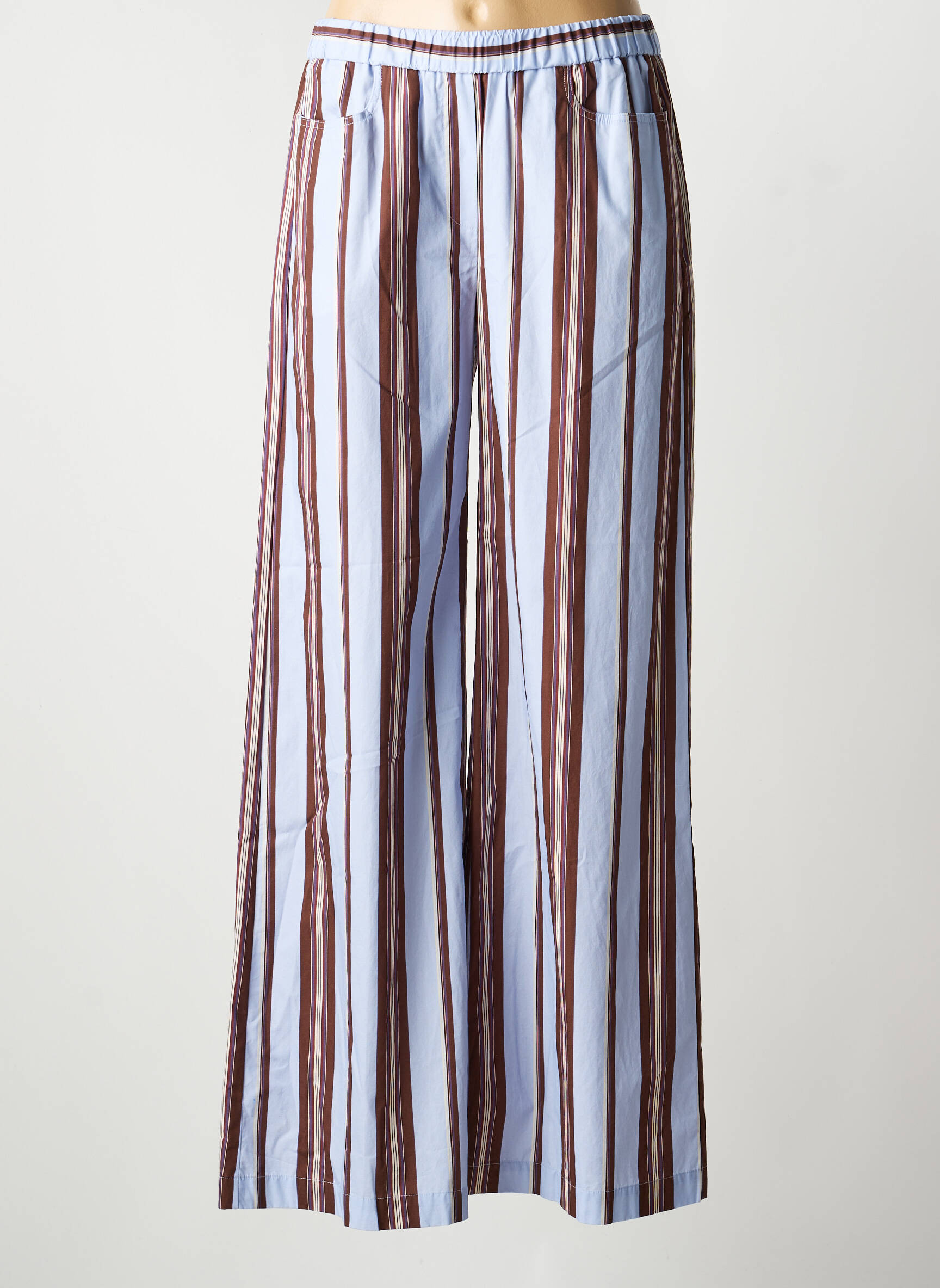 Pantalon large tissage popeline taille normale violet DIEGA femme