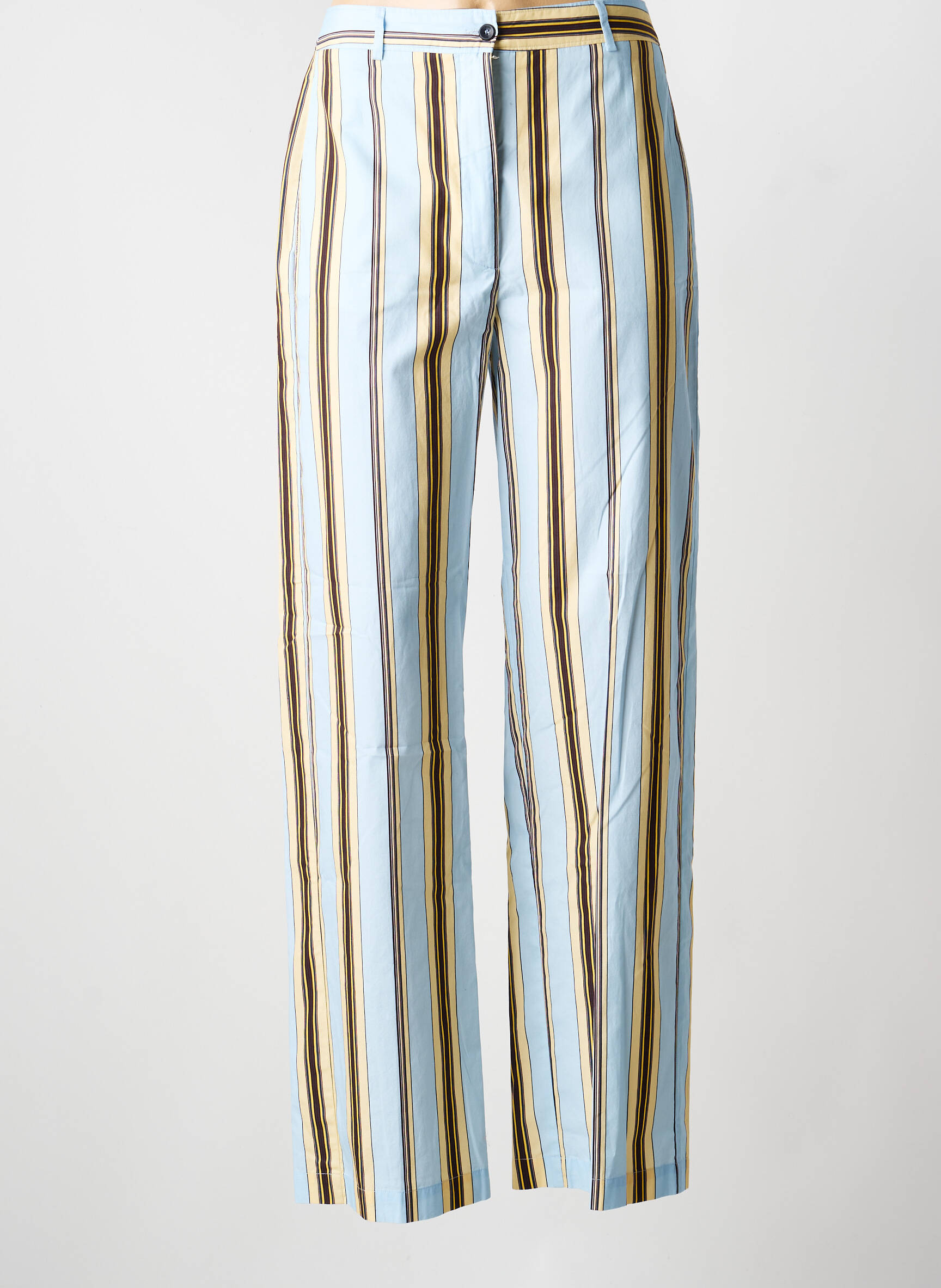 Pantalon large tissage popeline taille normale bleu DIEGA femme