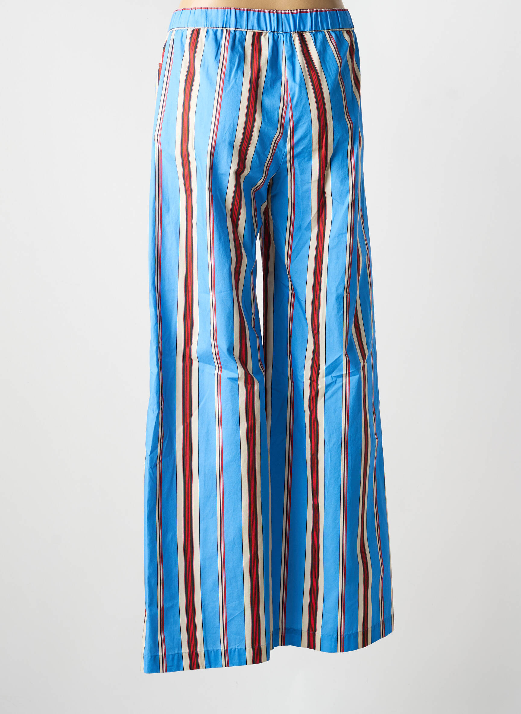 Pantalon large tissage popeline taille normale bleu DIEGA femme