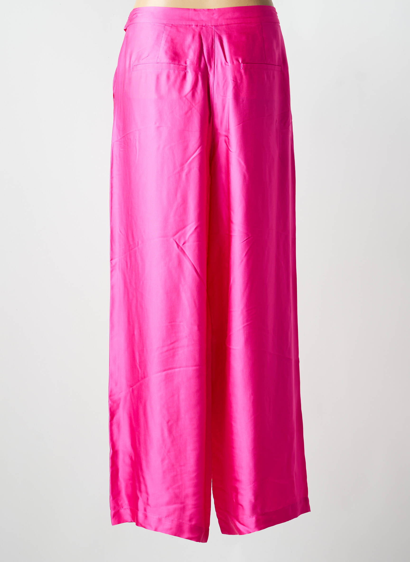 Pantalon large coupe fluide taille normale rose ME369 femme