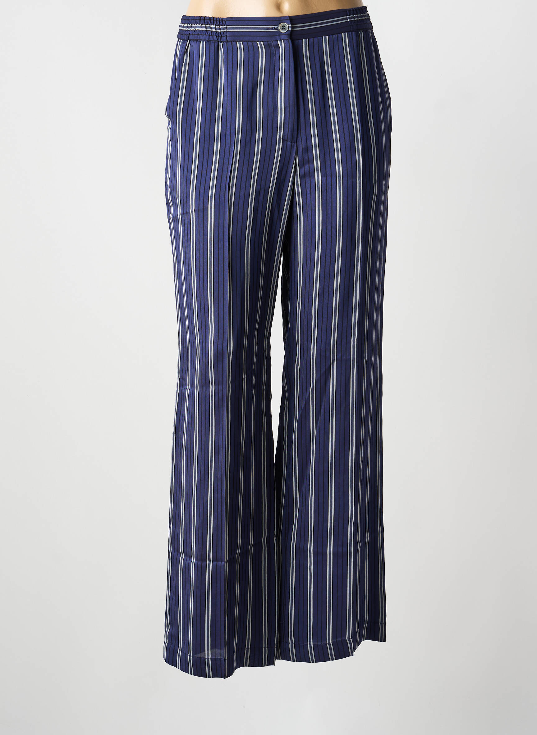 Pantalon large fermeture zippée sous rabat boutonné taille normale bleu GERARD DAREL femme