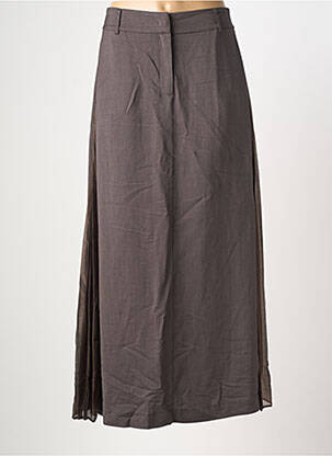 Jupe longue taille haute marron SU femme