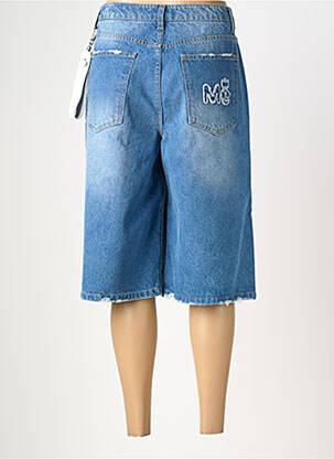 Bermuda coupe droite taille normale bleu ME369 femme