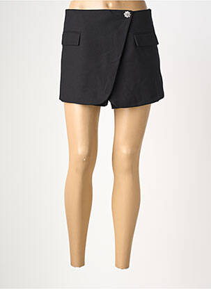 Jupe short tissage popeline noir GANNI femme