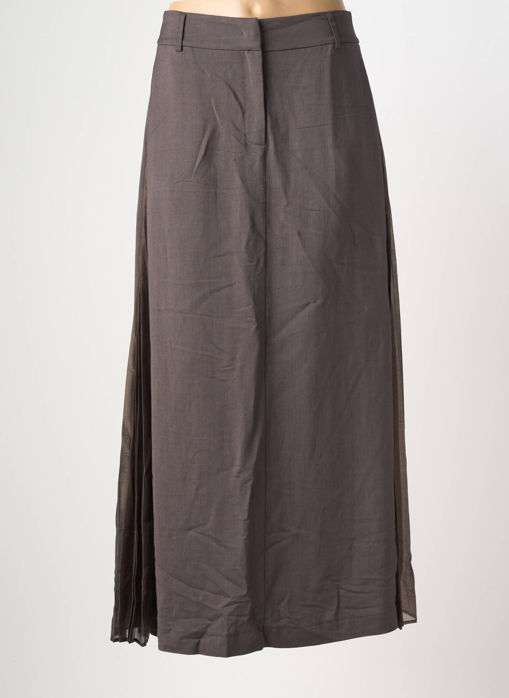 Jupe longue taille haute marron SU femme