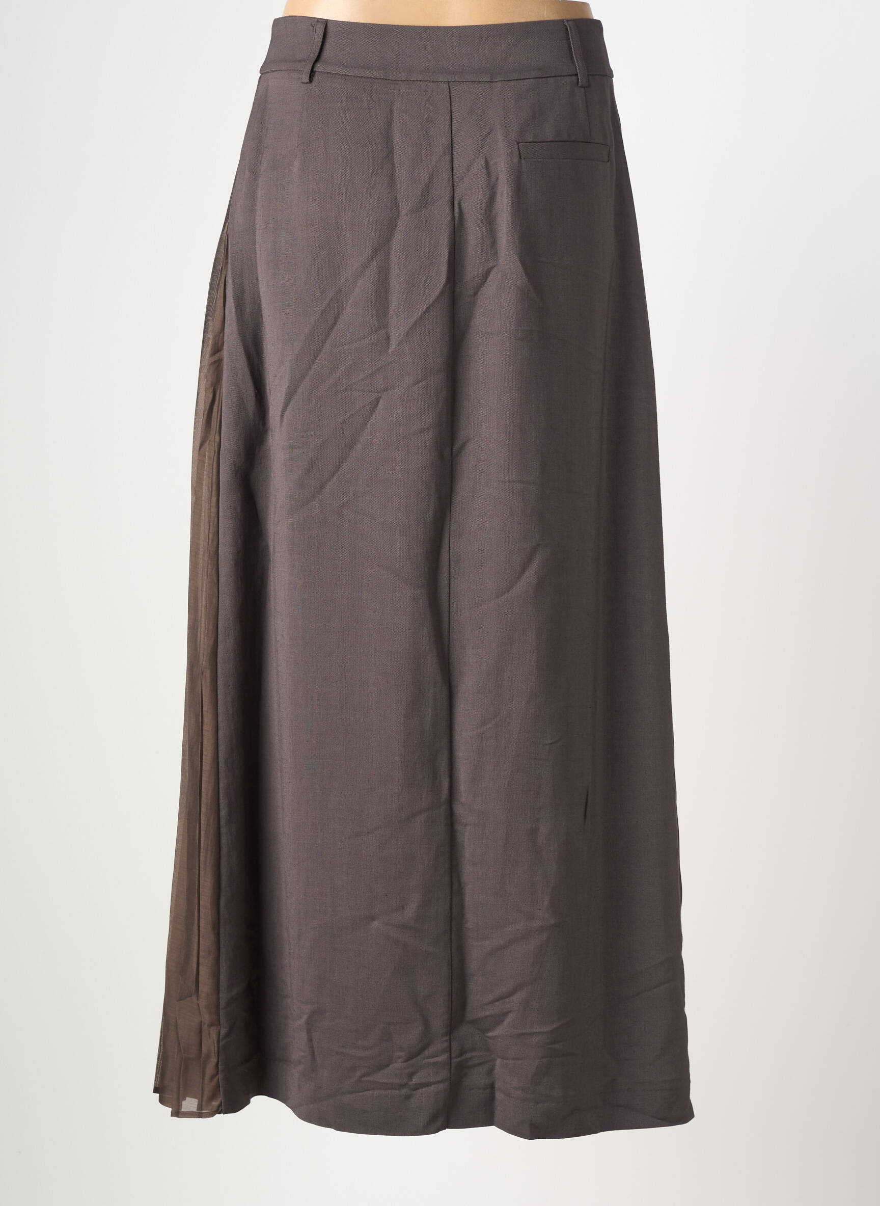 Jupe longue taille haute marron SU femme