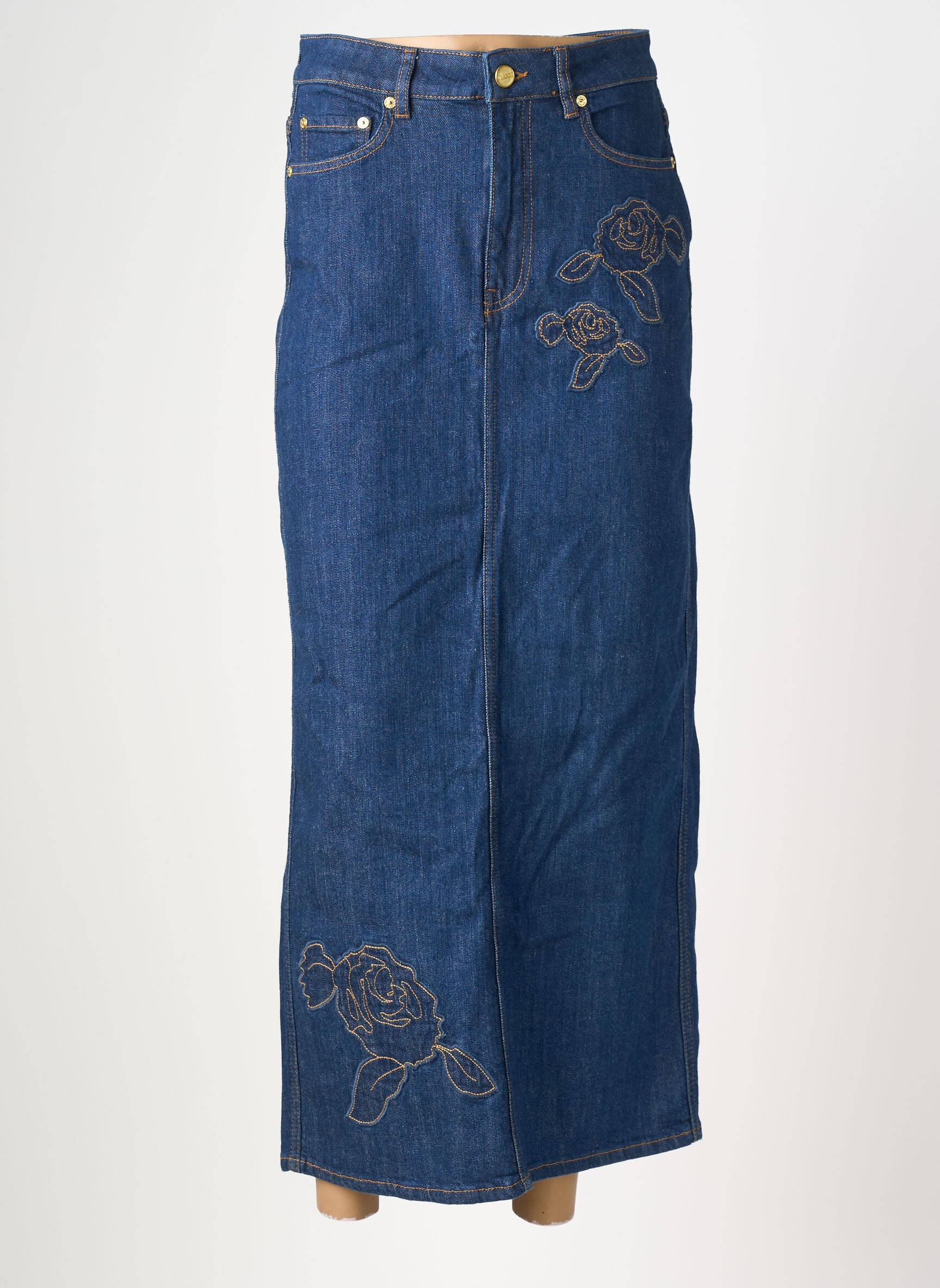 Jupe longue taille haute bleu GANNI femme