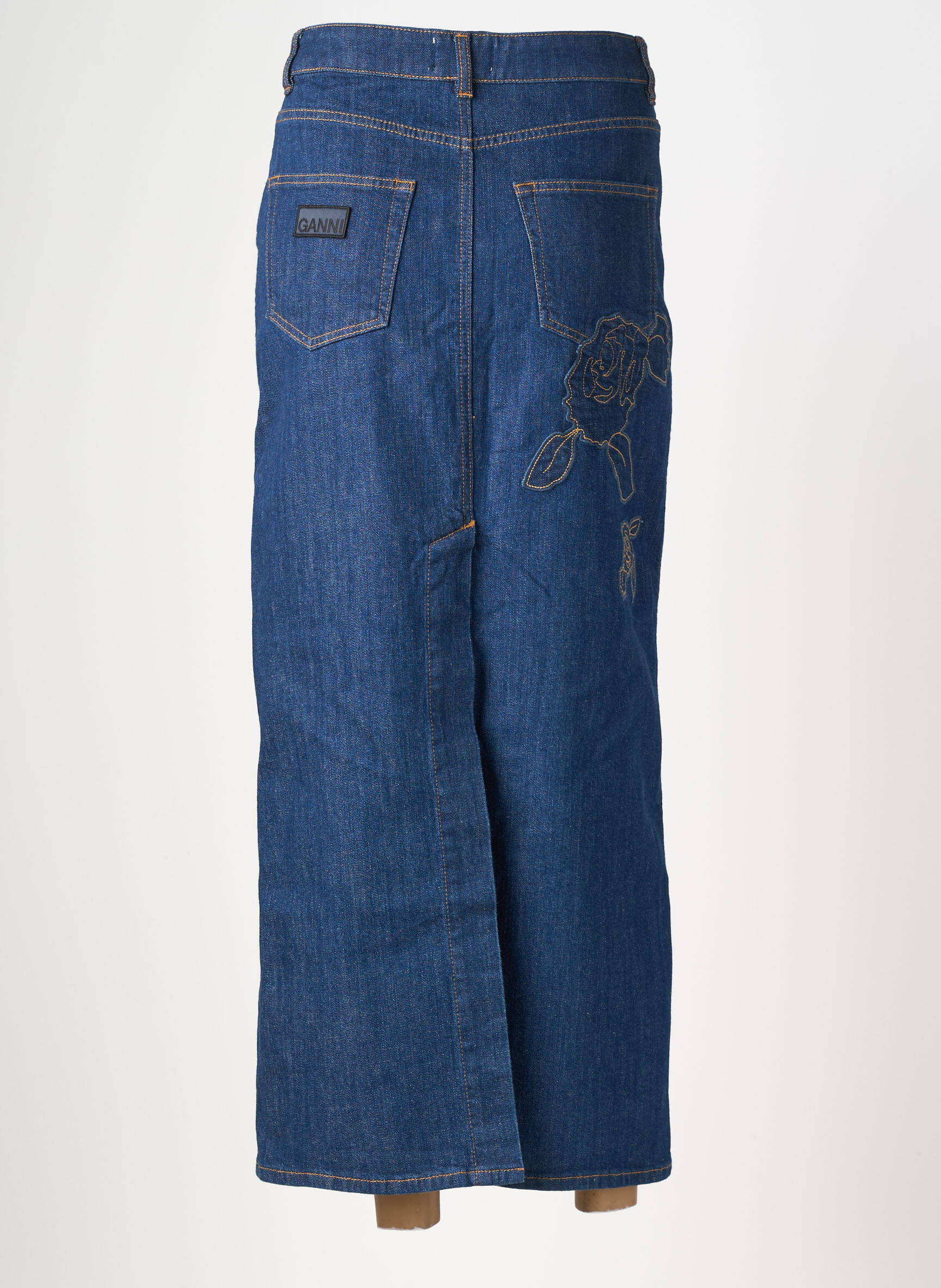 Jupe longue taille haute bleu GANNI femme
