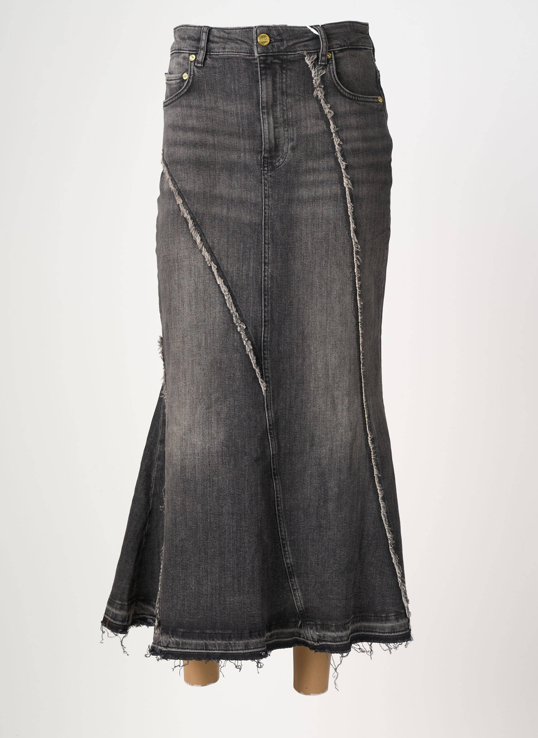 Jupe longue taille haute noir GANNI femme