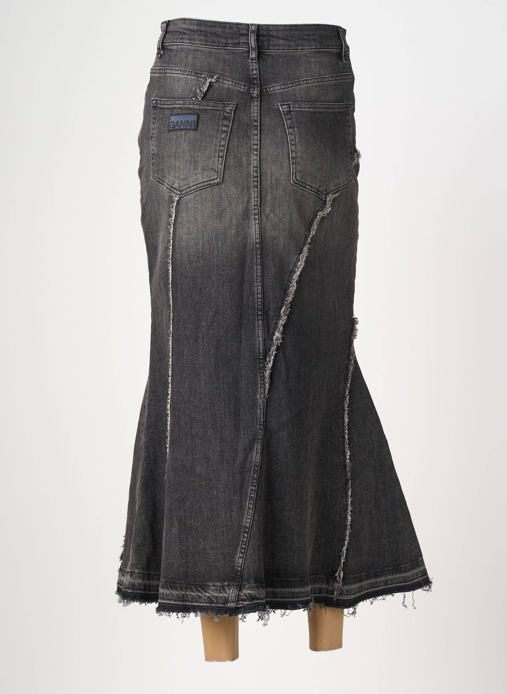 Jupe longue taille haute noir GANNI femme