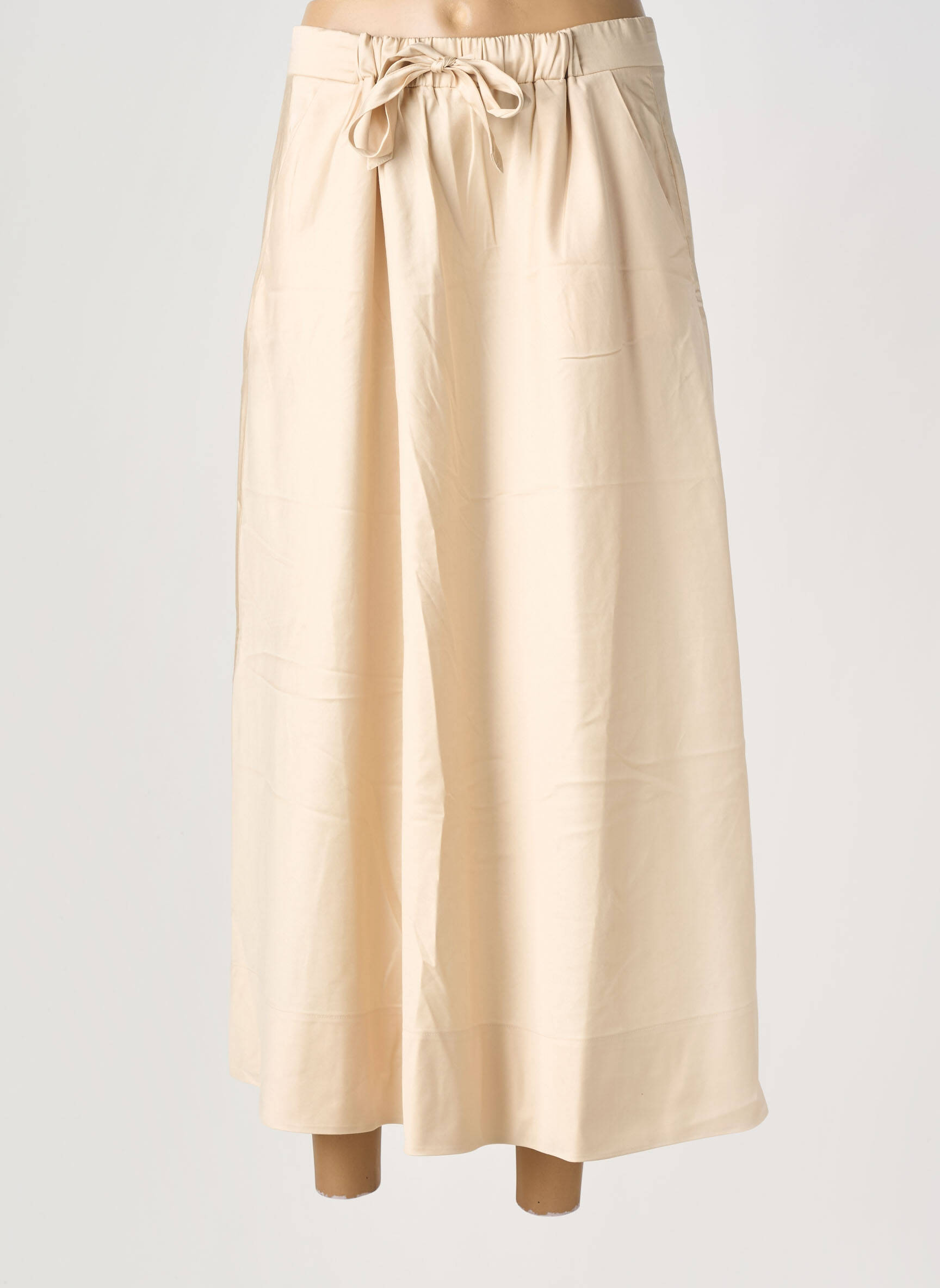 Jupe longue coupe évasée beige HANA SAN femme