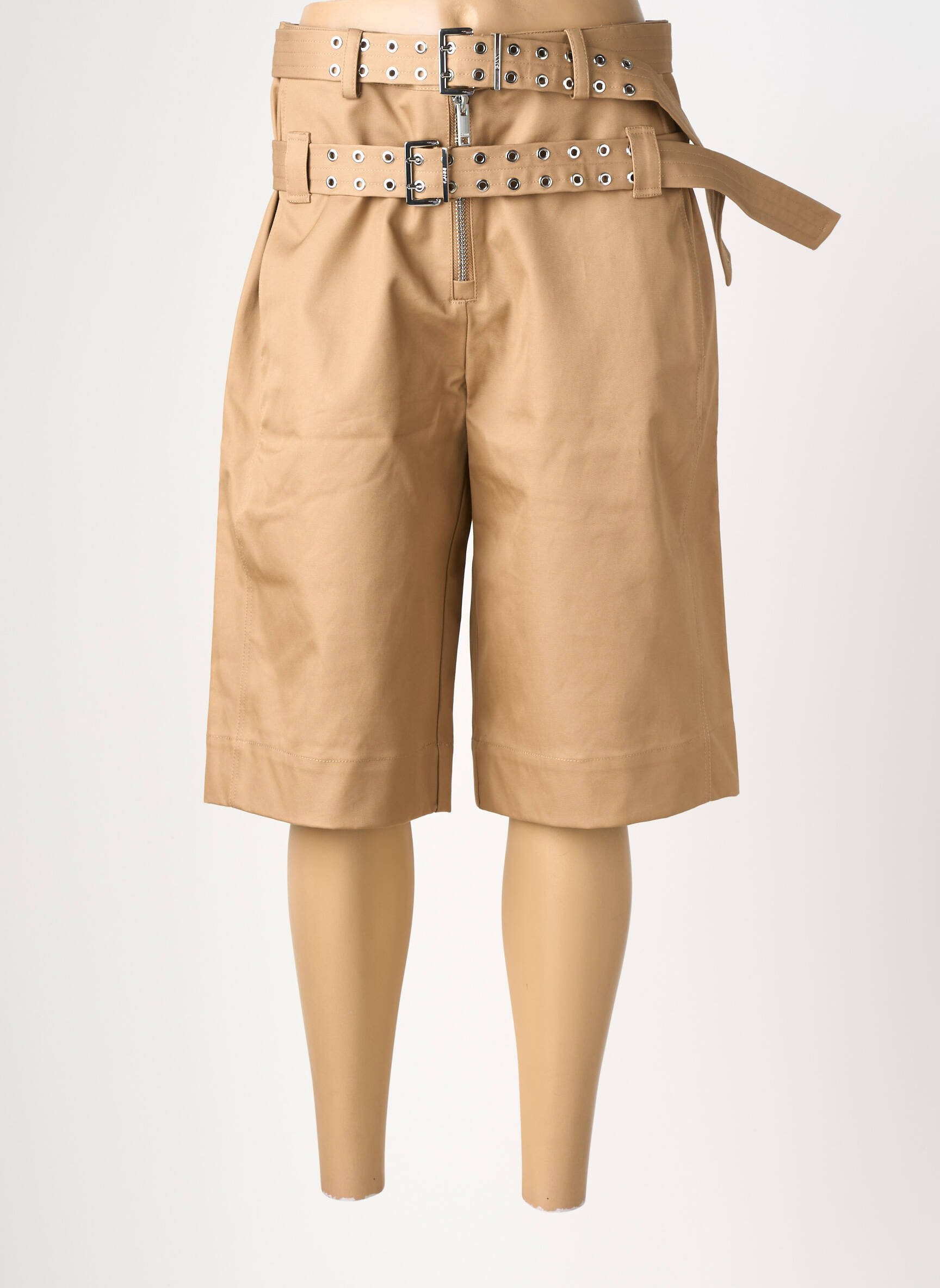 Bermuda taille haute taille haute beige GANNI femme