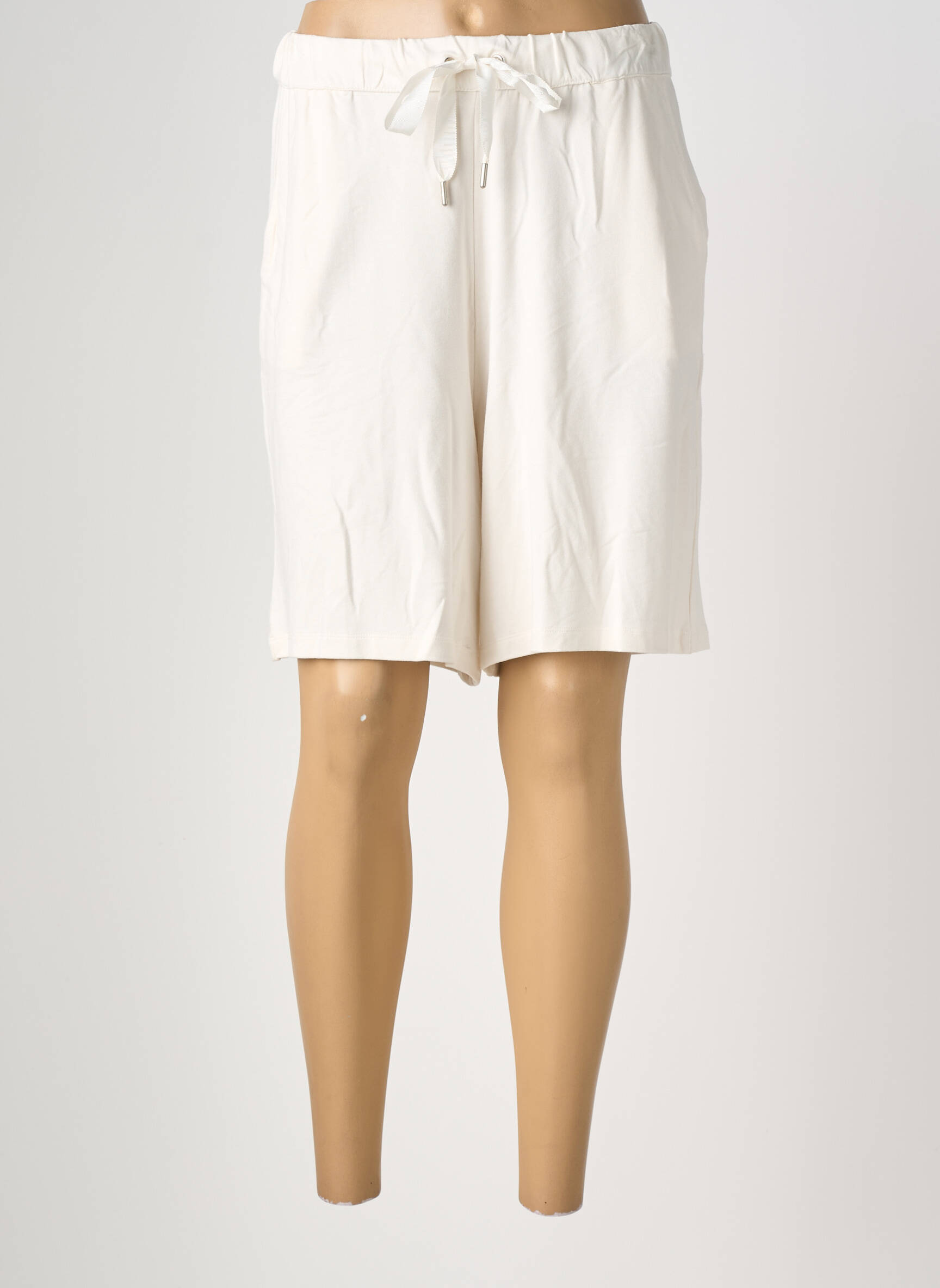Bermuda taille élastique taille normale beige MAJESTIC FILATURES femme