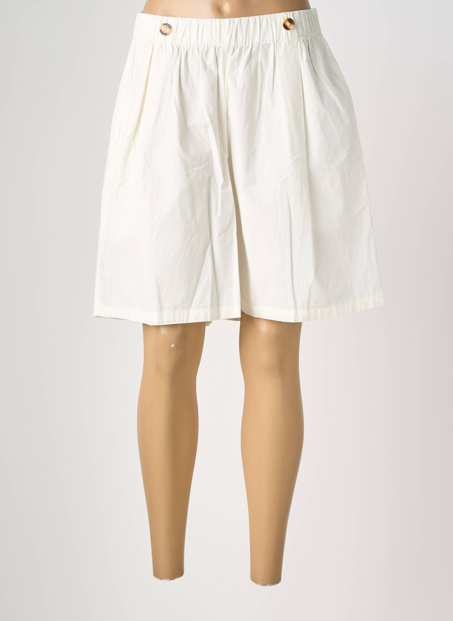 Short taille élastique taille haute beige ANNE MI femme