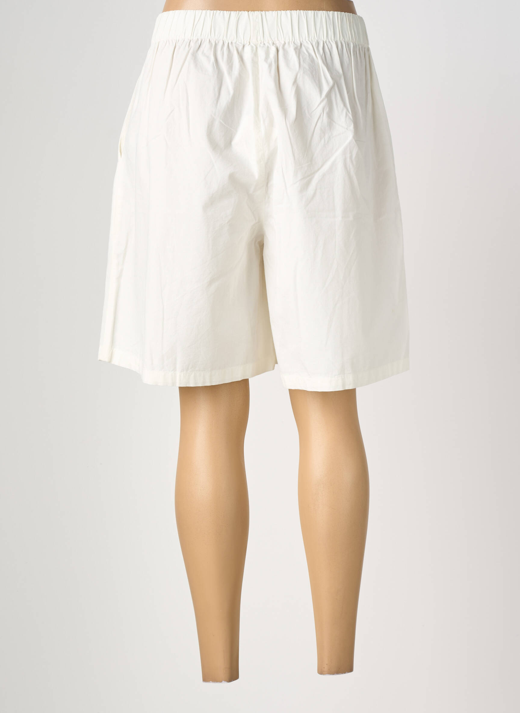 Short taille élastique taille haute beige ANNE MI femme