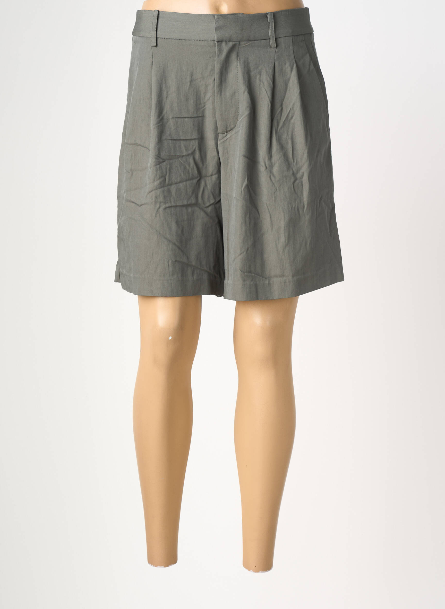 Short fermeture zippée sous rabat avec crochet taille haute vert RAILS femme