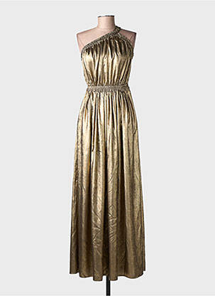 Robe longue coupe cintrée fines bretelles or DMN femme