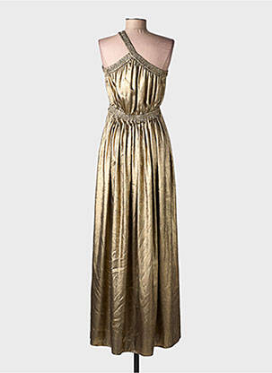 Robe longue coupe cintrée fines bretelles or DMN femme
