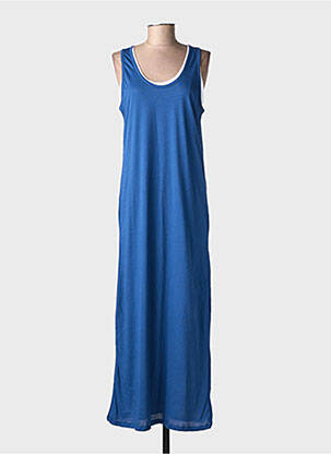 Robe longue sans manche sans manche bleu MAJESTIC FILATURES femme
