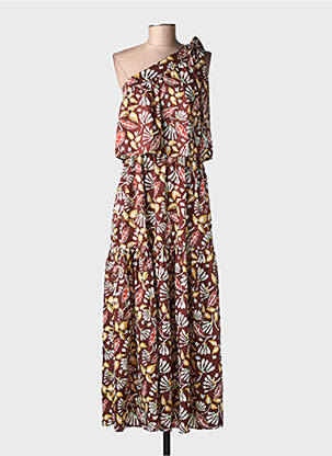 Robe longue imprimé fleurs sans manche marron VANESSA BRUNO femme