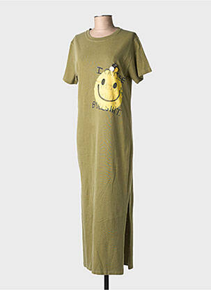 Robe longue manches courtes manches courtes vert NEWTONE femme