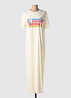 Robe longue manches courtes manches courtes beige NEWTONE femme