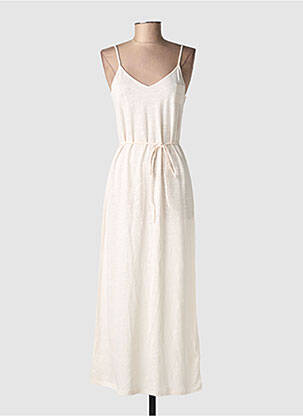 Robe longue coupe cintrée fines bretelles rose MAJESTIC FILATURES femme