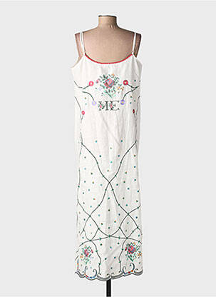 Robe longue tissage crêpe fines bretelles blanc ME369 femme