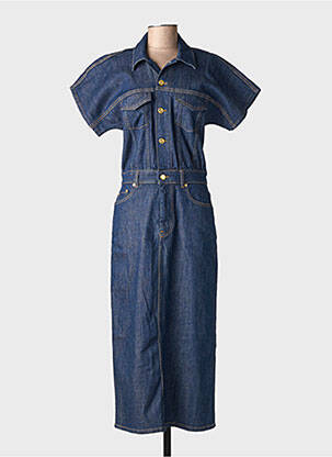 Robe longue manches courtes manches courtes bleu GANNI femme