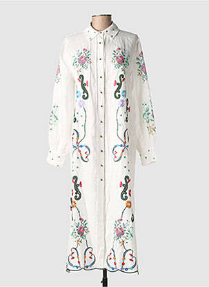 Robe longue manches longues manches longues blanc ME369 femme