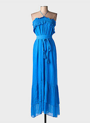 Robe longue manches dos nu fines bretelles bleu VANESSA BRUNO femme