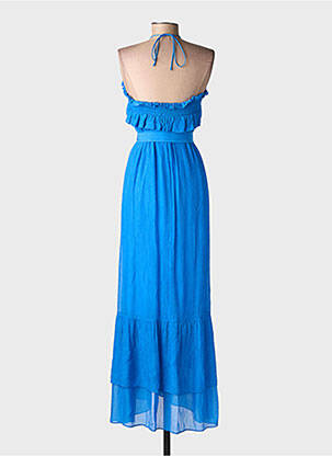 Robe longue manches dos nu fines bretelles bleu VANESSA BRUNO femme
