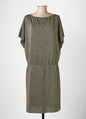 Robe mi-longue coupe fluide manches courtes or BELIZA femme